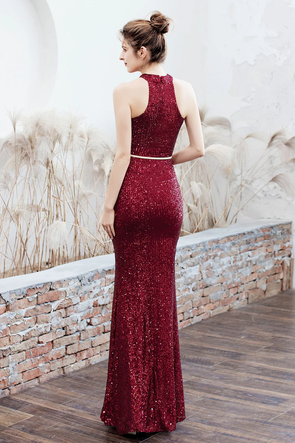Plunging Neck Mermaid Formal Dress - Image 19