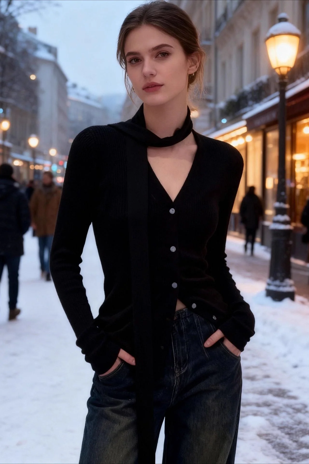 Chic Snood Neck Ribbed Knit Top - Image 3