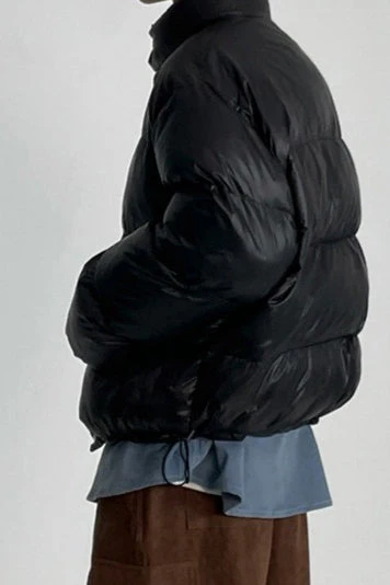 Classic Collar Cropped Solid Puffer Jacket - Image 4