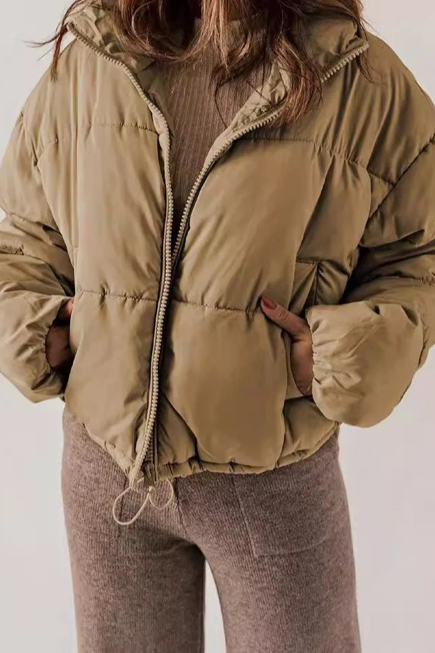 Classic Plain Quilted Puffer Jacket - Image 4