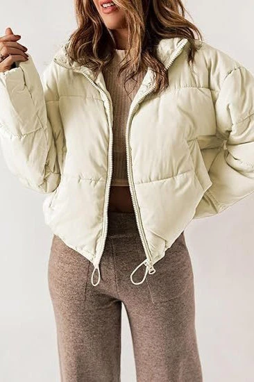 Classic Plain Quilted Puffer Jacket - Image 5