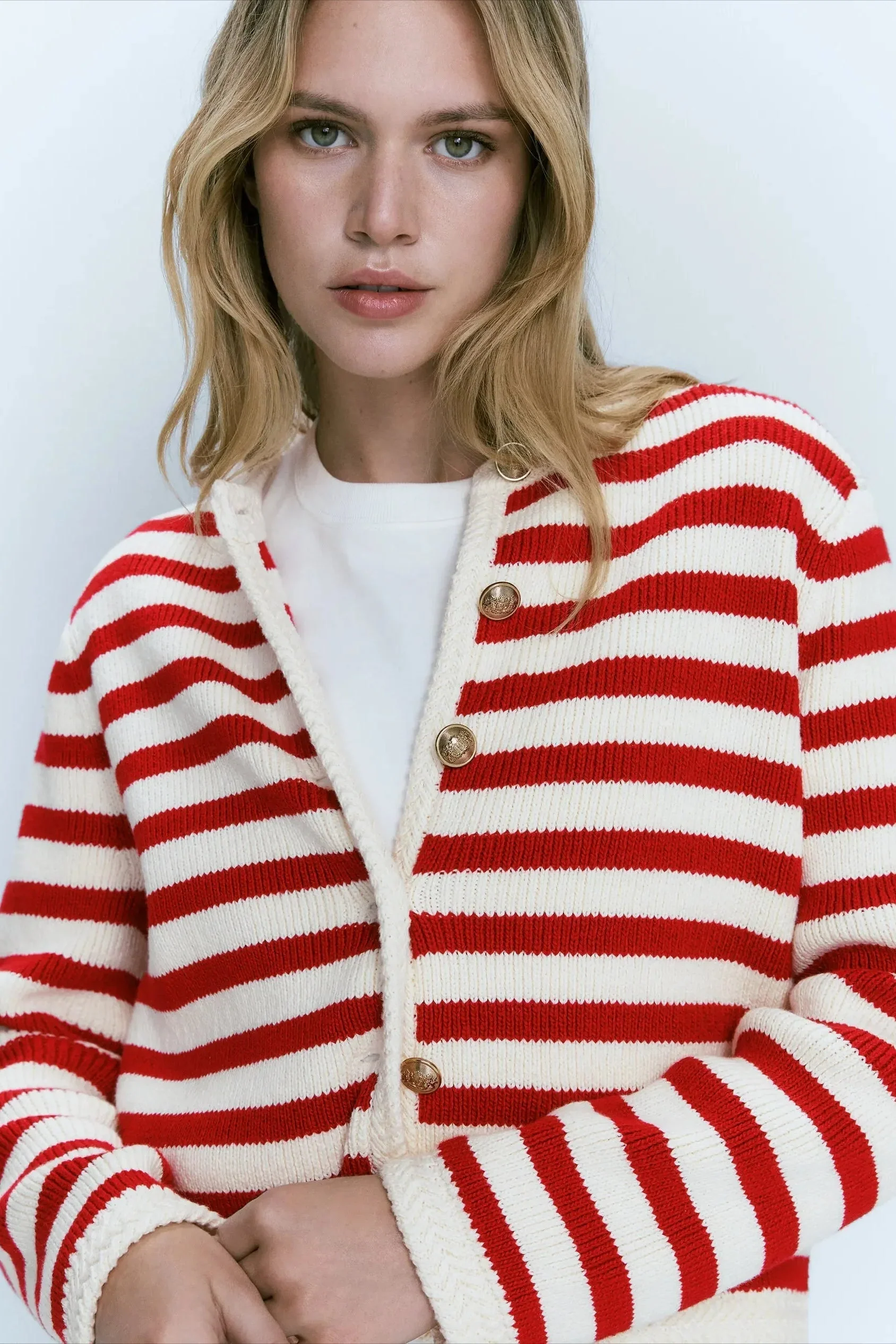 Classic Stripe Knit Cardigan - Image 2