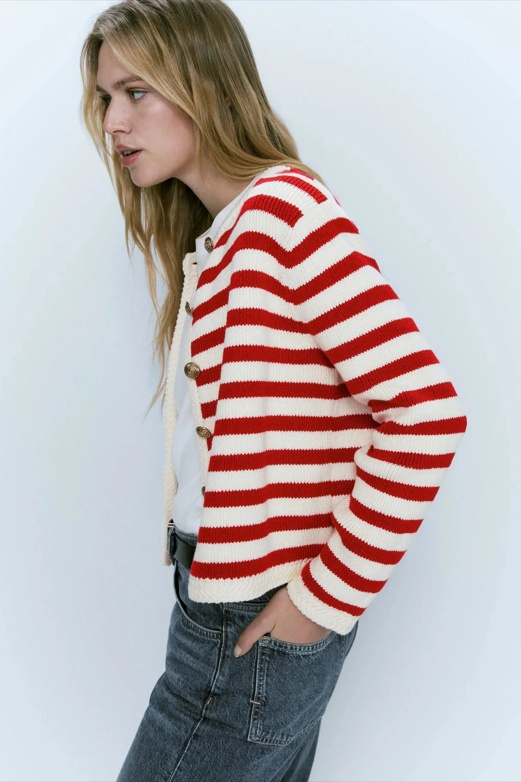 Classic Stripe Knit Cardigan - Image 3