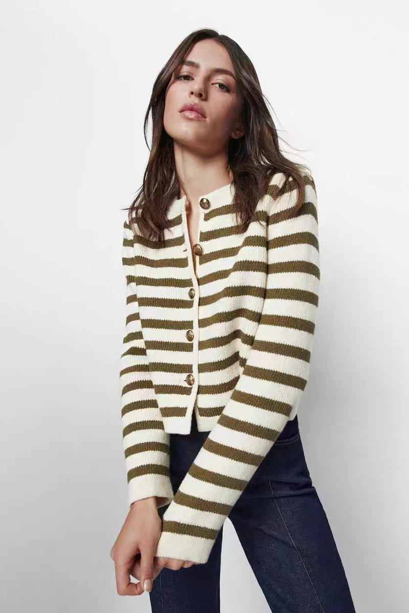 Classic Stripe Knit Cardigan - Image 5
