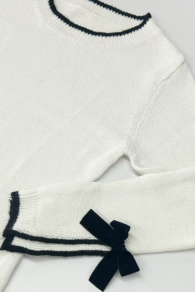 Color-Block Long Sleeve Knit Slim Sweater Dress - Image 7