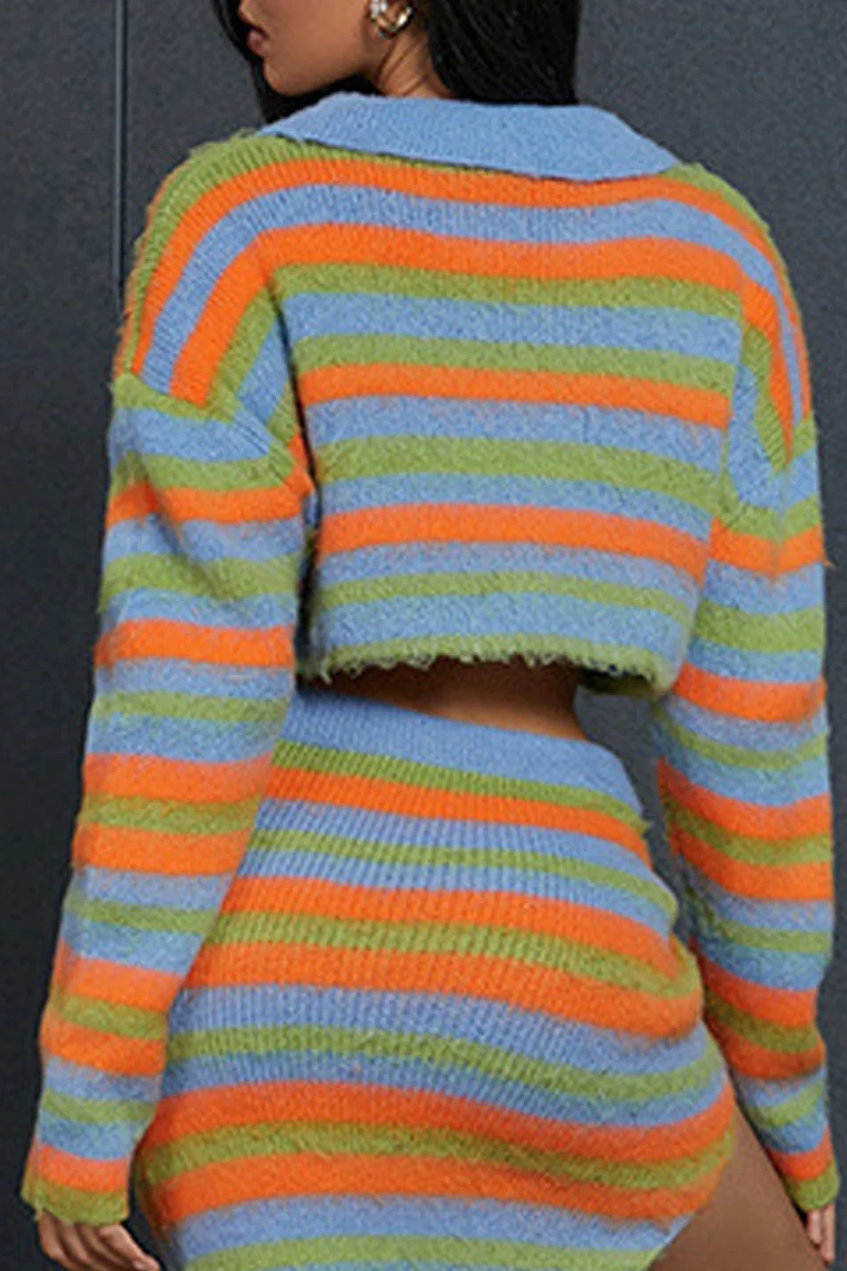 Color Block Striped Zip Cardigan - Image 2