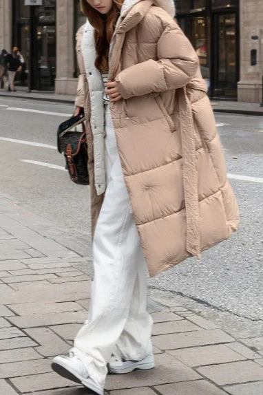 Colorblock Mid-Length Hooded Puffer Puffer Jacket - Image 3