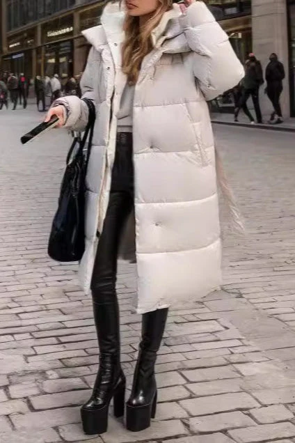 Colorblock Mid-Length Hooded Puffer Puffer Jacket - Image 6