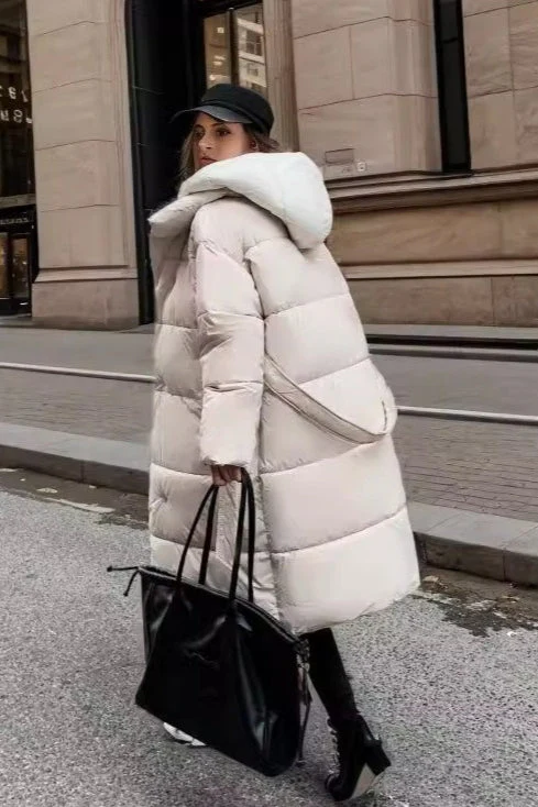 Colorblock Mid-Length Hooded Puffer Puffer Jacket - Image 9