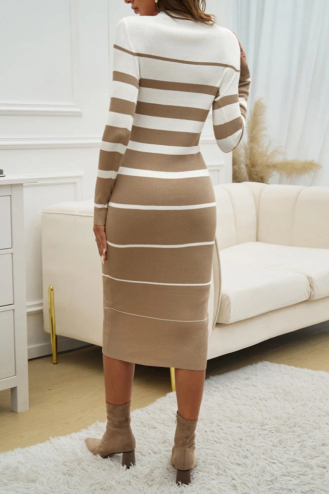 Colorblock Stripe Sweater Dress - Image 7