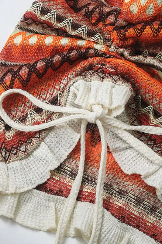 Colorful Strappy Knit Boho Dress - Image 14