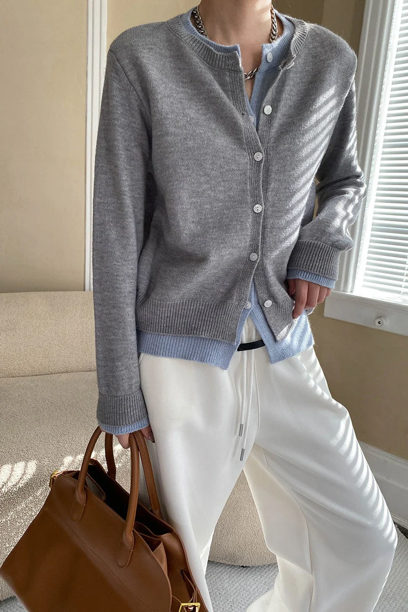 Contrast Panel Layering Cardigan - Image 14