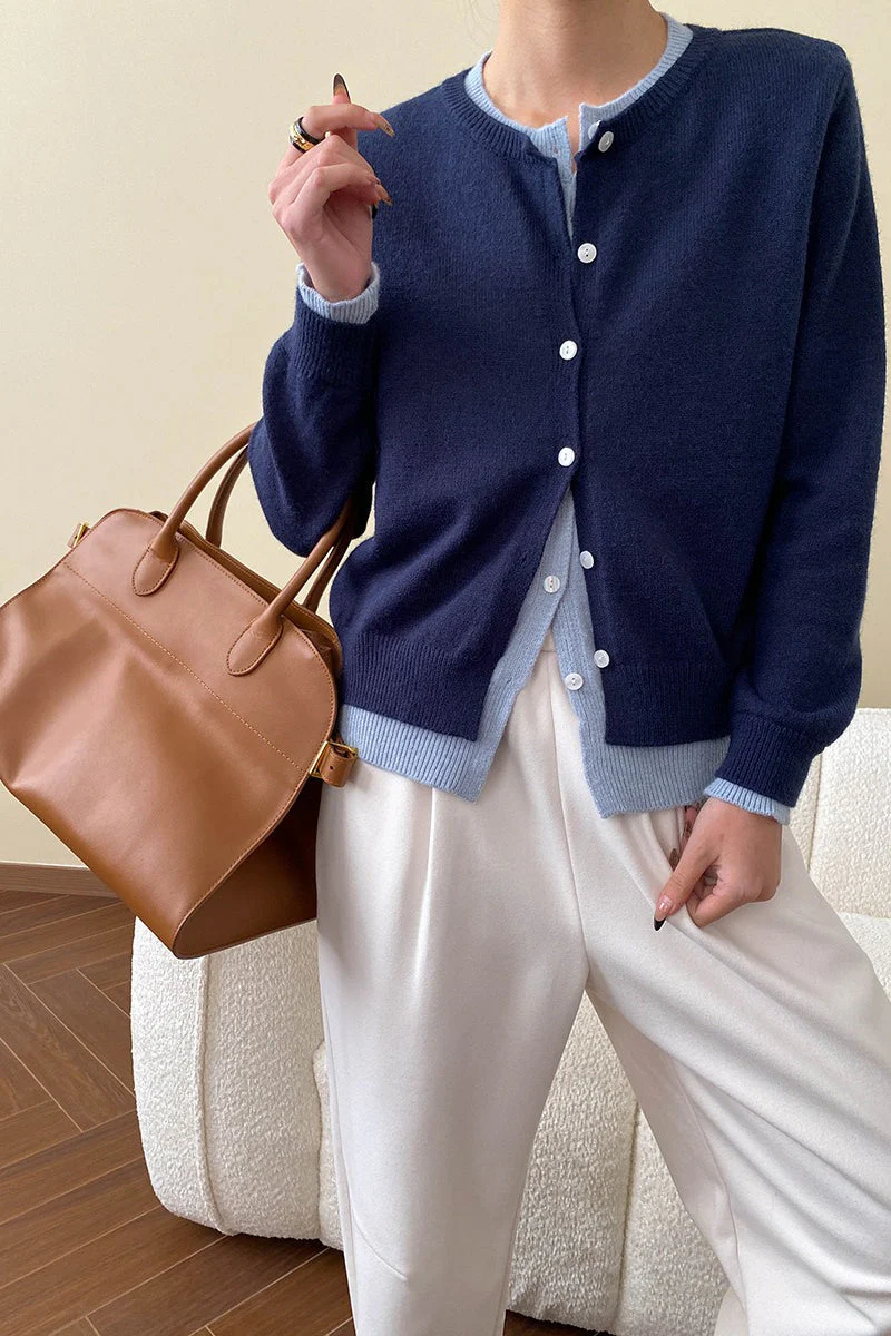 Contrast Panel Layering Cardigan - Image 16