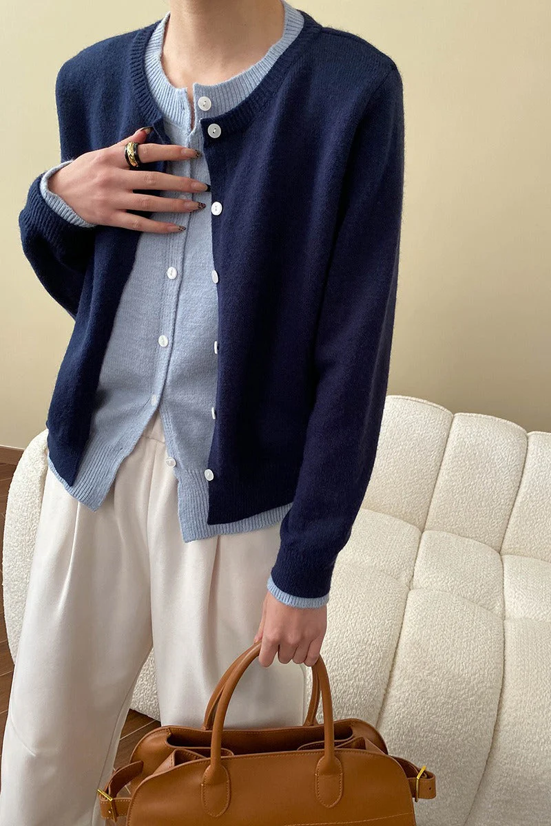 Contrast Panel Layering Cardigan - Image 19