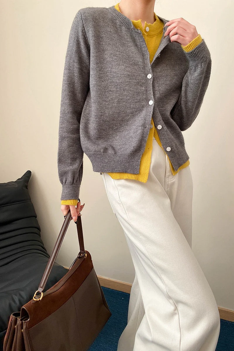 Contrast Panel Layering Cardigan - Image 4
