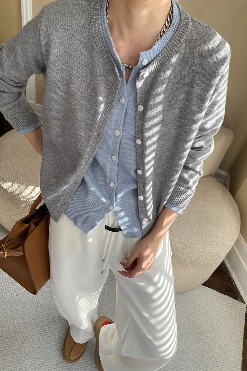 Contrast Panel Layering Cardigan - Image 8