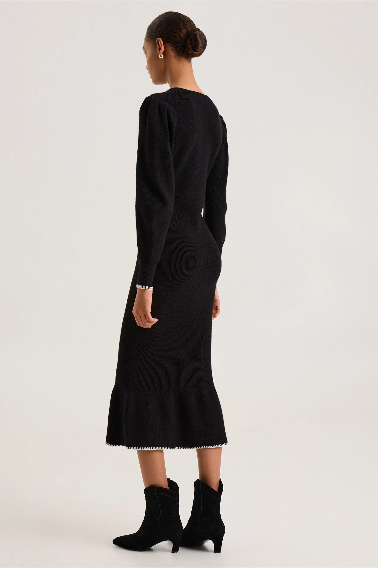 Contrast Trim Ruffle Sweater Dress - Image 13