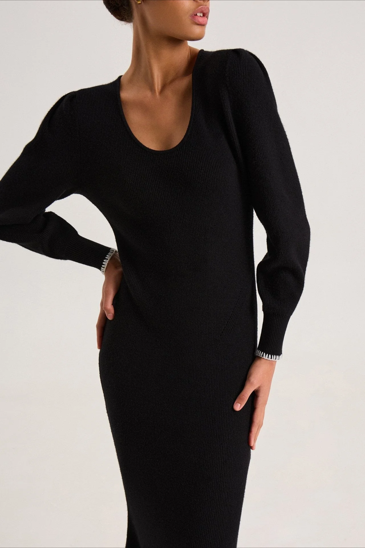 Contrast Trim Ruffle Sweater Dress - Image 15