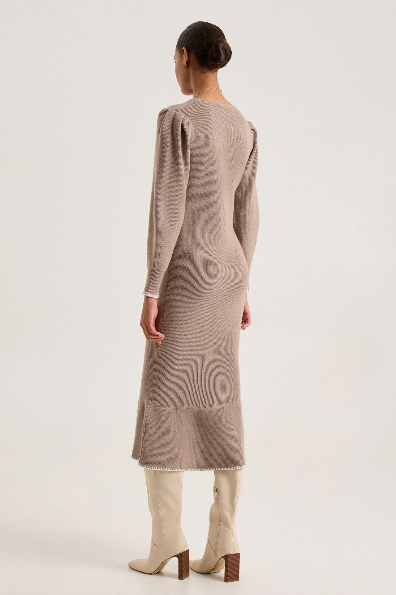 Contrast Trim Ruffle Sweater Dress - Image 7