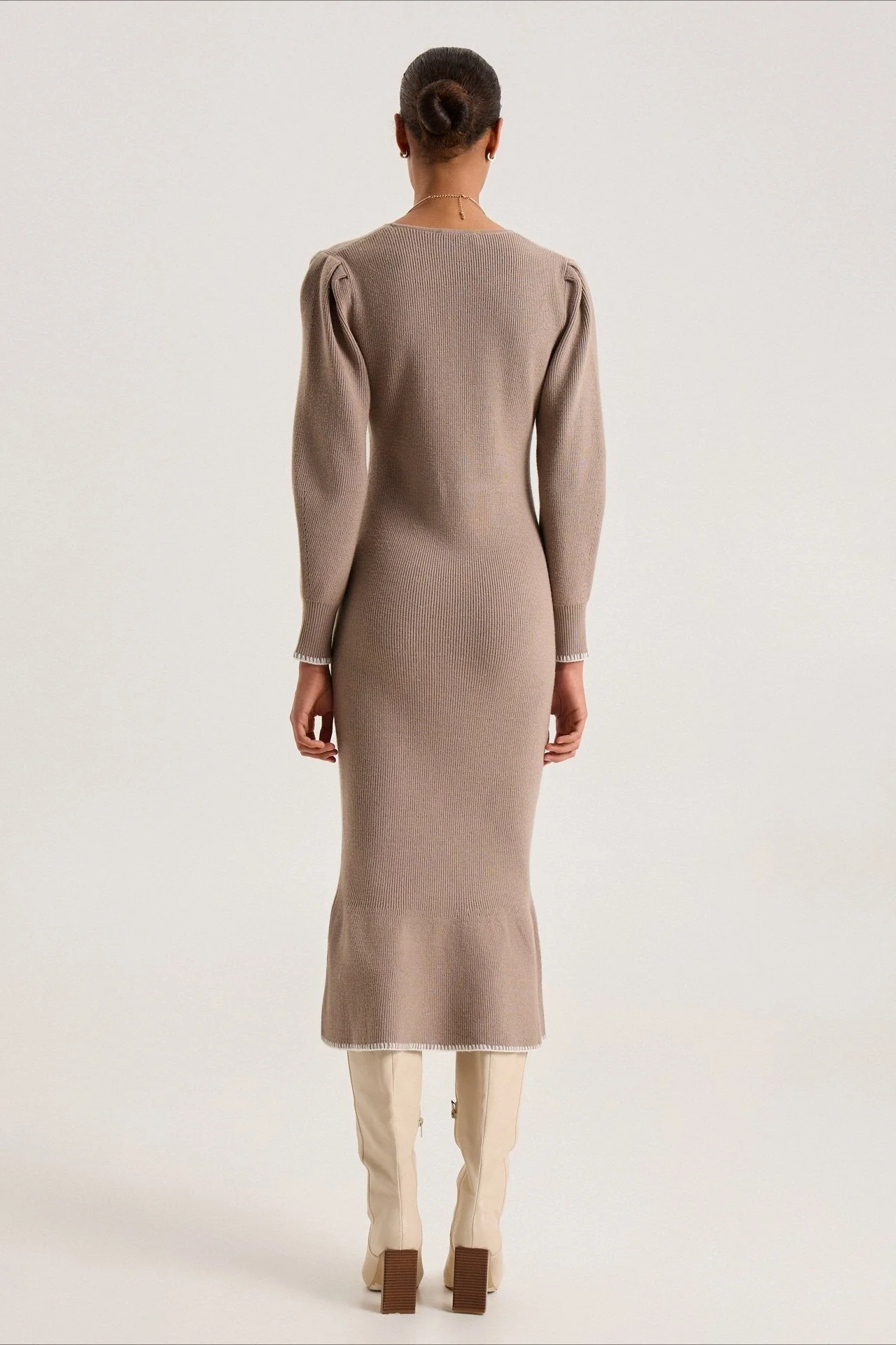 Contrast Trim Ruffle Sweater Dress - Image 8