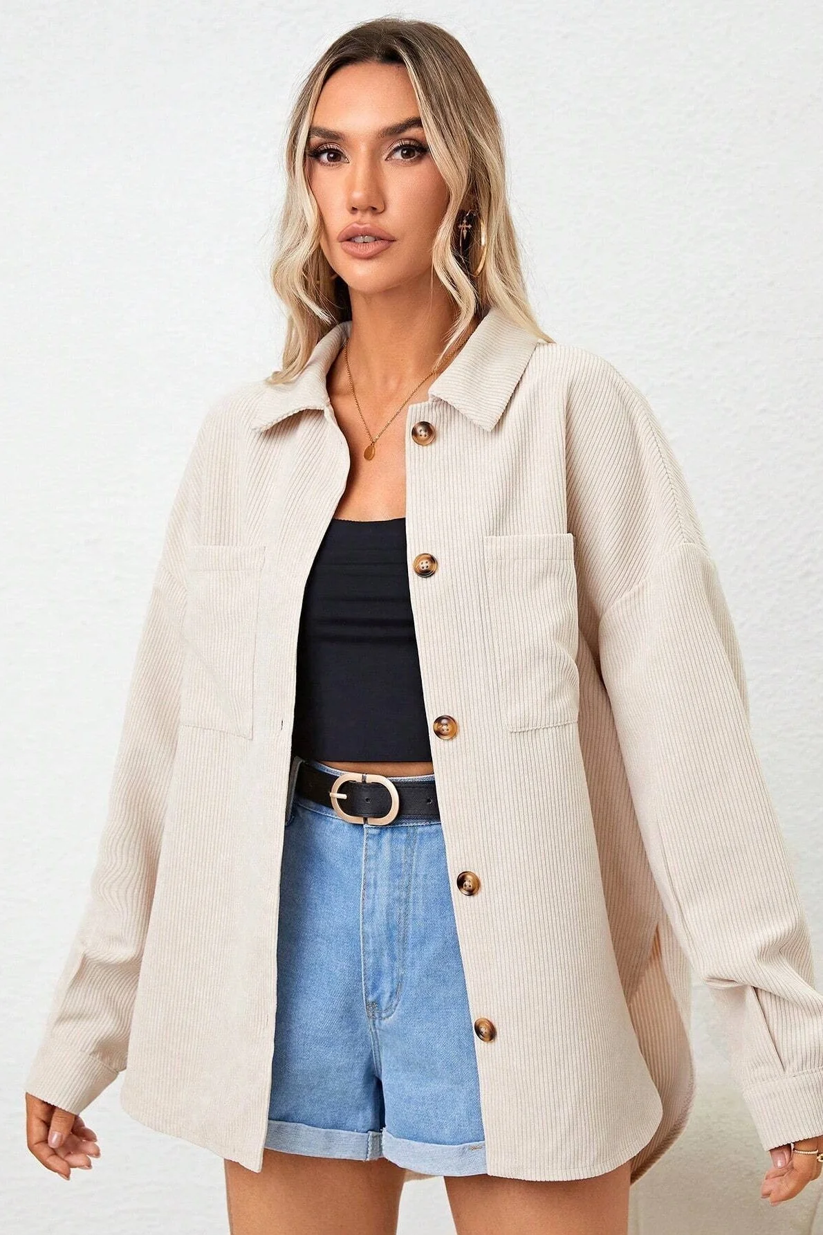 Corduroy Oversized Casual Jacket - Image 2