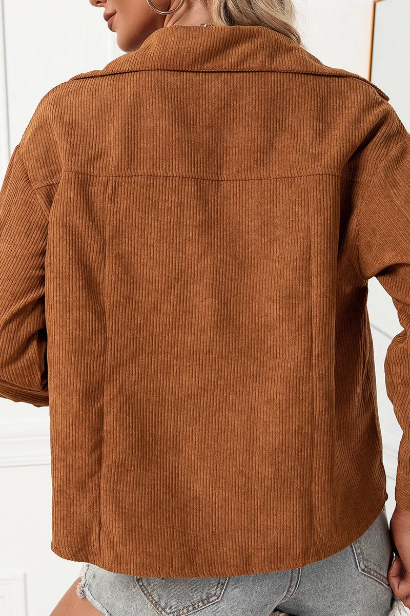 Corduroy Single-Breasted Shirt Jacket - Image 4