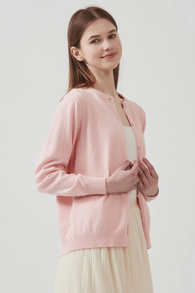 Cotton Round Neck Cardigan - Image 11