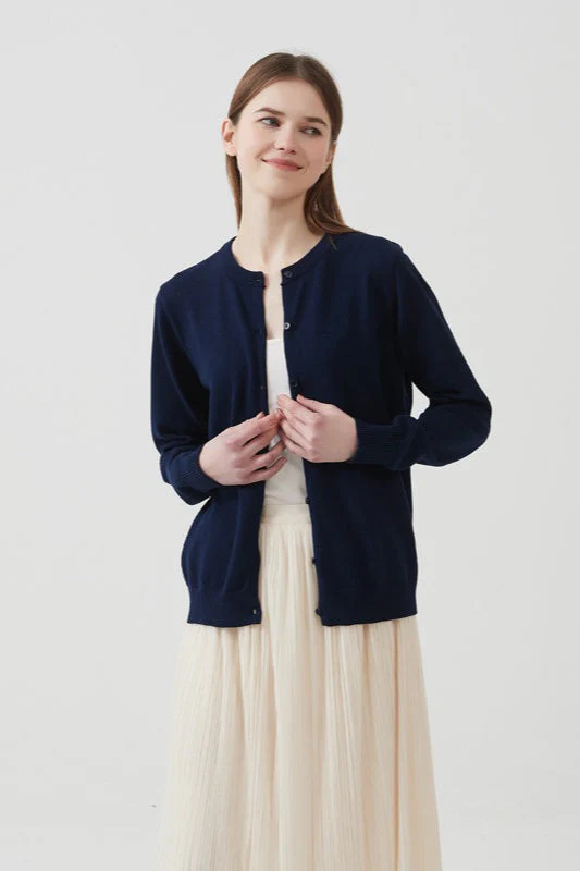 Cotton Round Neck Cardigan - Image 6
