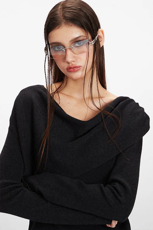 Cowl Neck Chic Fitted Knit Top - Image 2