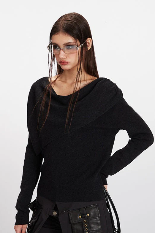 Cowl Neck Chic Fitted Knit Top - Image 3