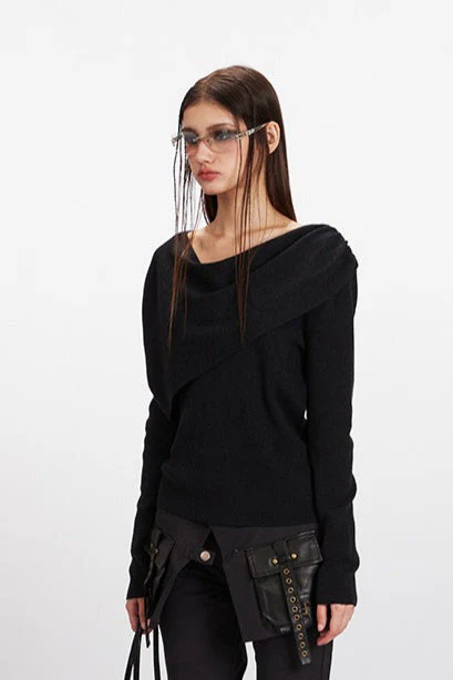 Cowl Neck Chic Fitted Knit Top - Image 9