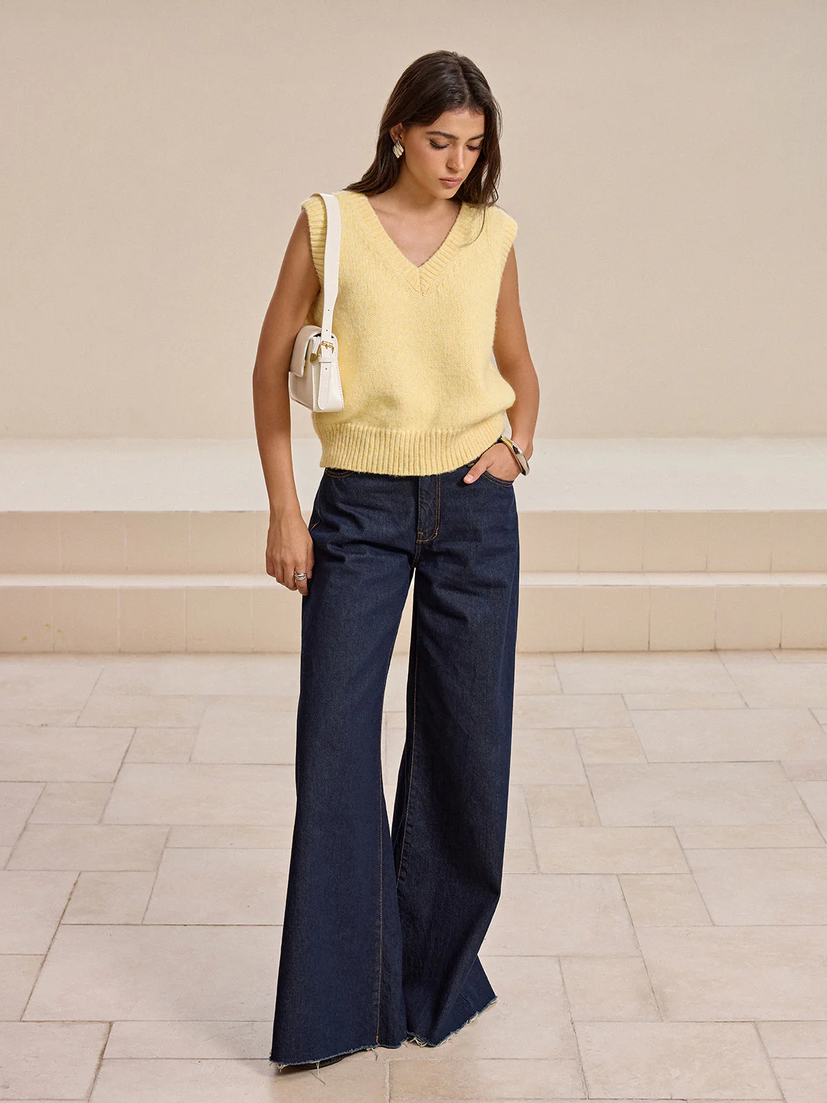 V-Neck Wool-Blend Knitted Vest - Image 3