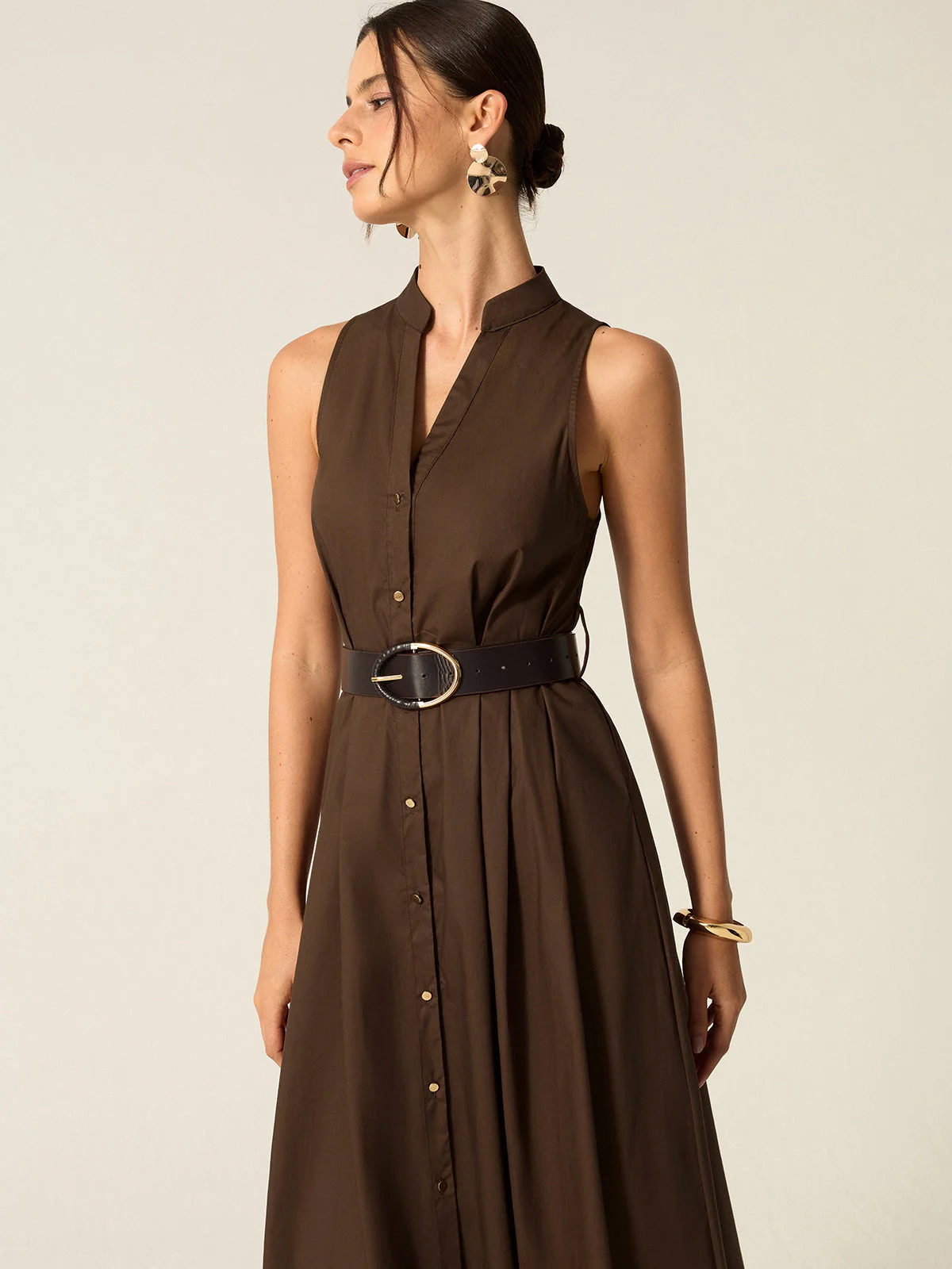 Belted Button-Front Midi Dress - Image 2