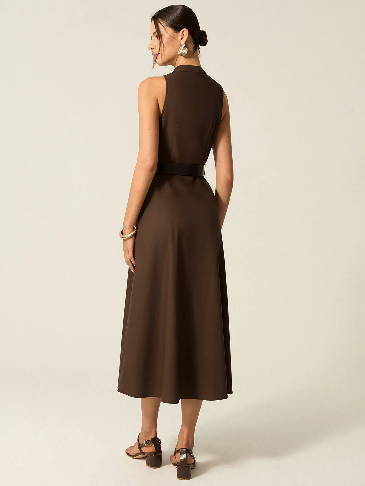 Belted Button-Front Midi Dress - Image 3