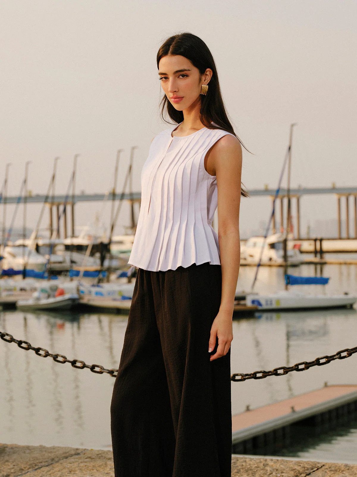 Cotton & Linen Pleated Back Tie Top - Image 5