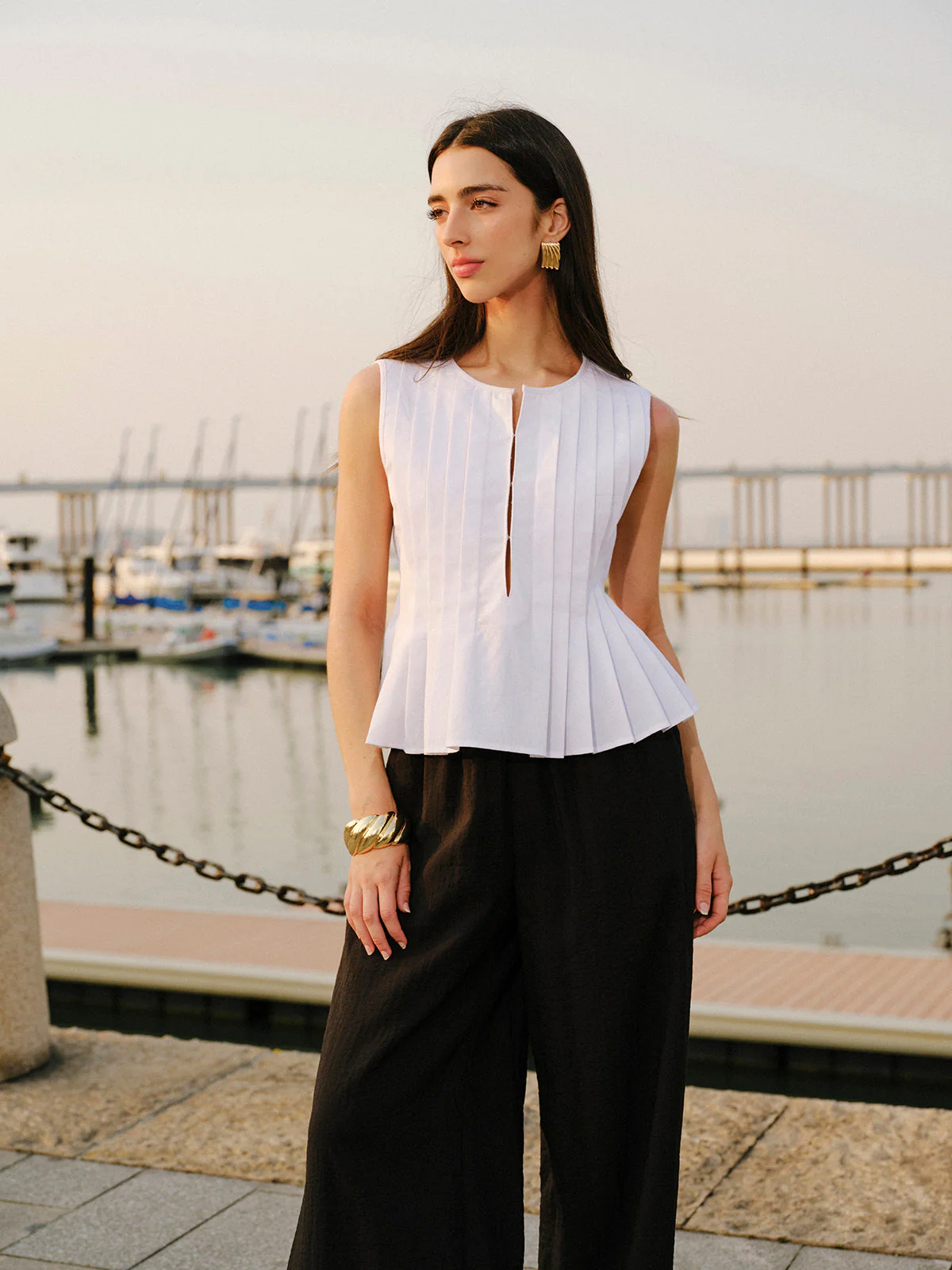 Cotton & Linen Pleated Back Tie Top - Image 6