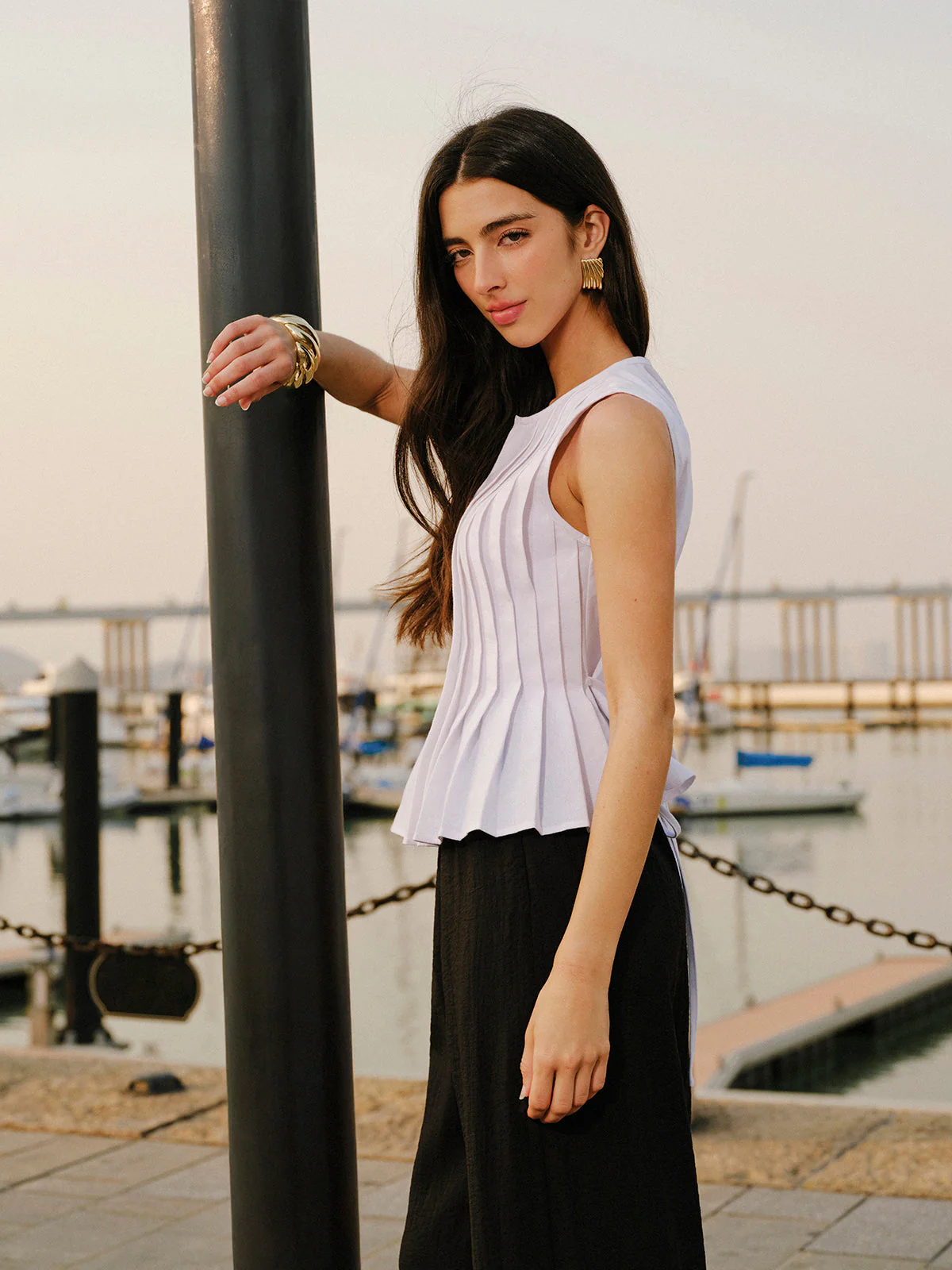 Cotton & Linen Pleated Back Tie Top - Image 7