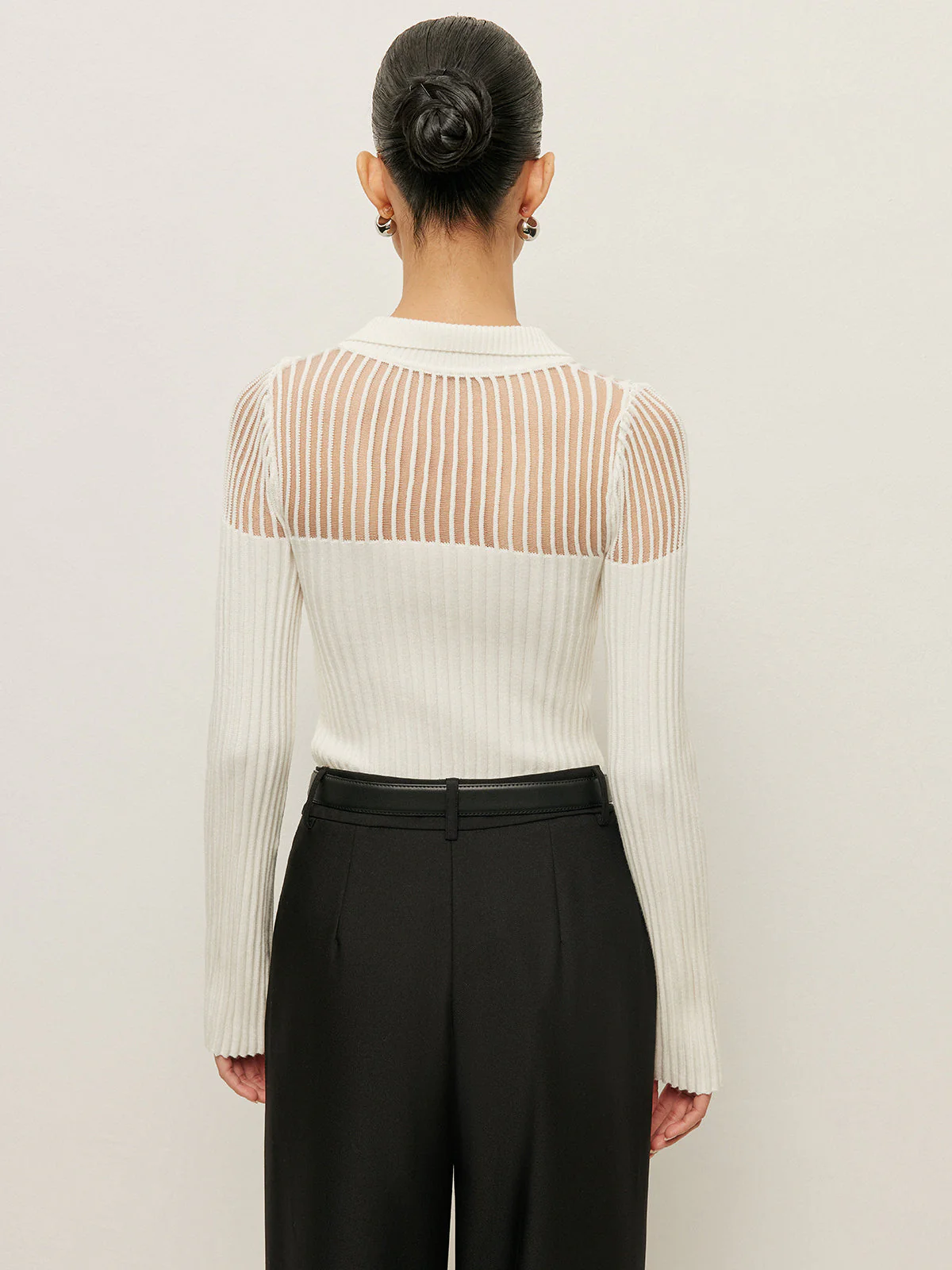 Ribbed Keyhole Collar Top - Image 4