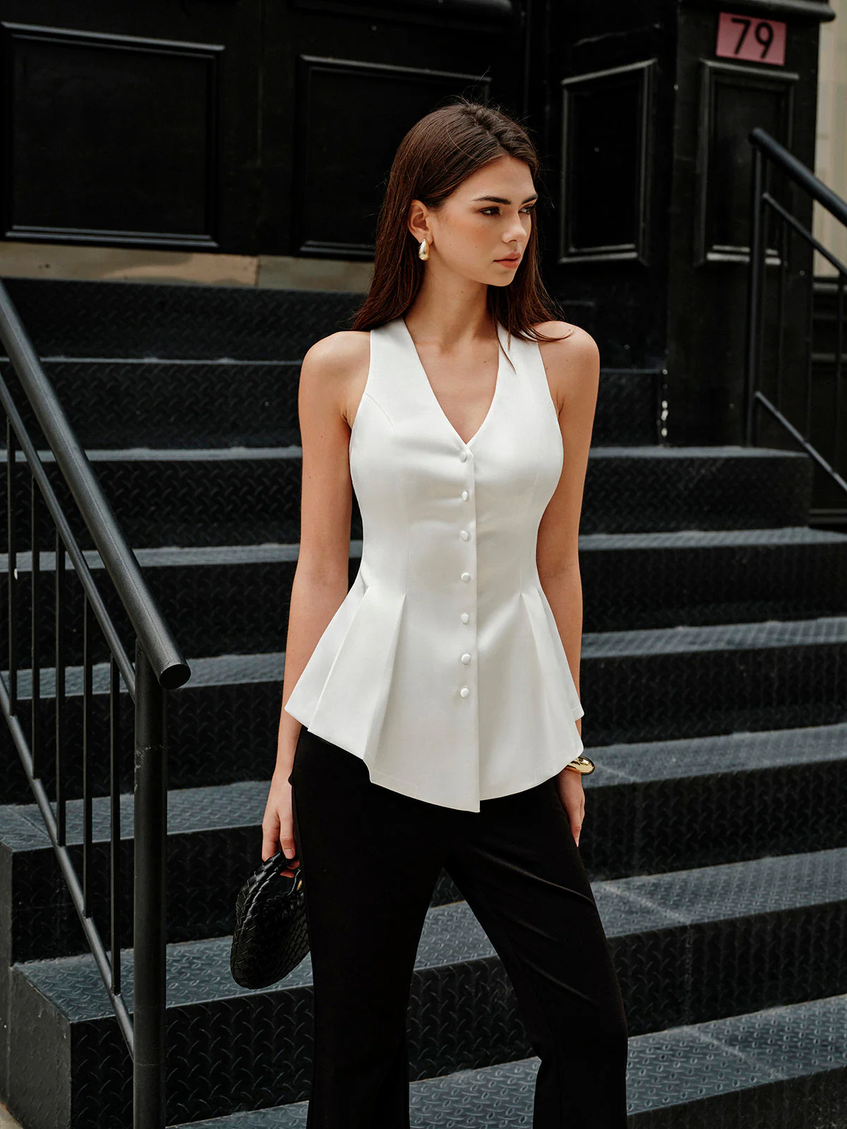 Satin Tailored Buttoned Vest - Image 3