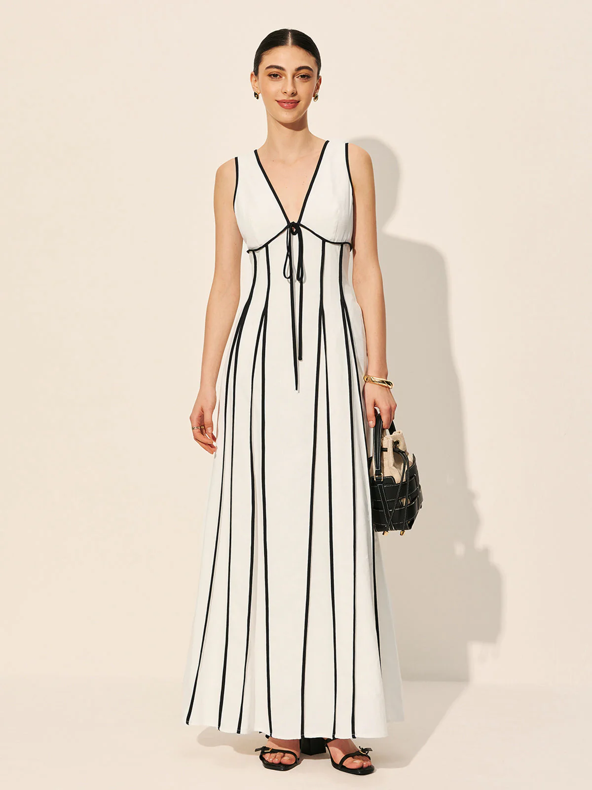 Contrast Trim Dress With Pockets - Image 5