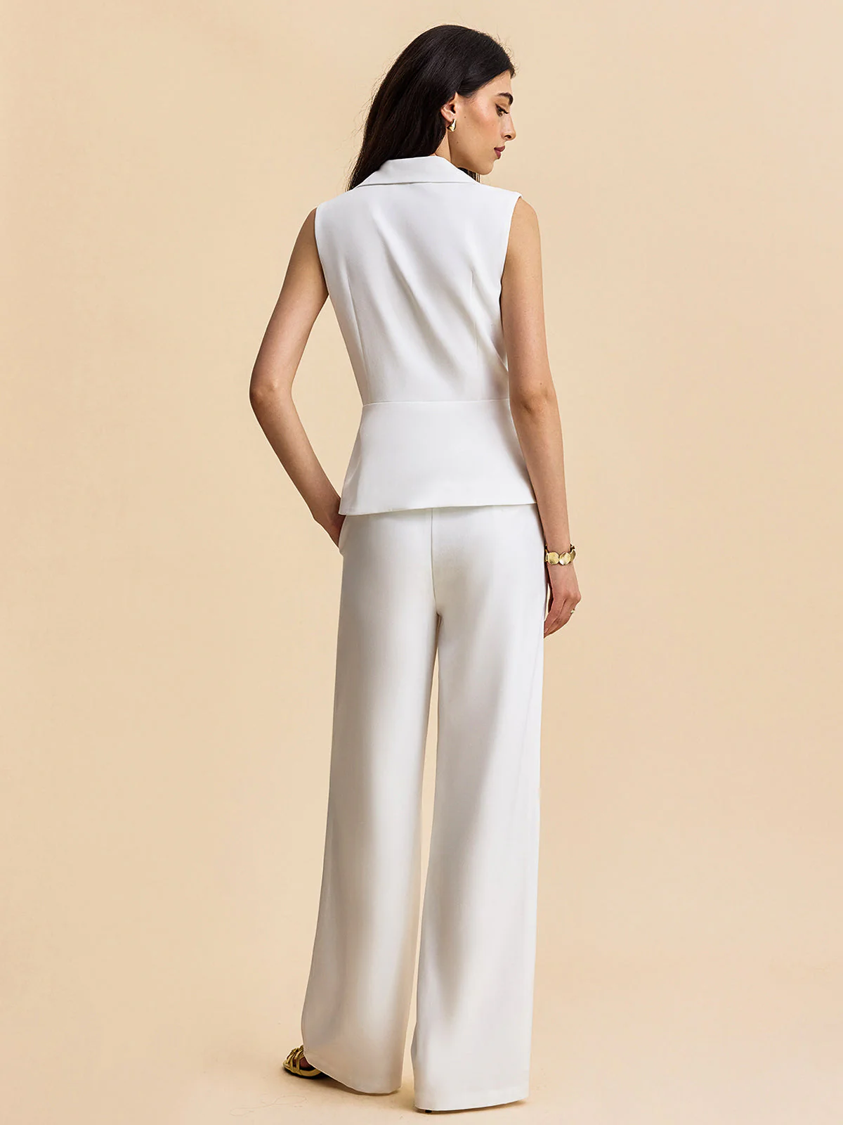 Pockets Buttoned Sleeveless Pants Set - Image 7