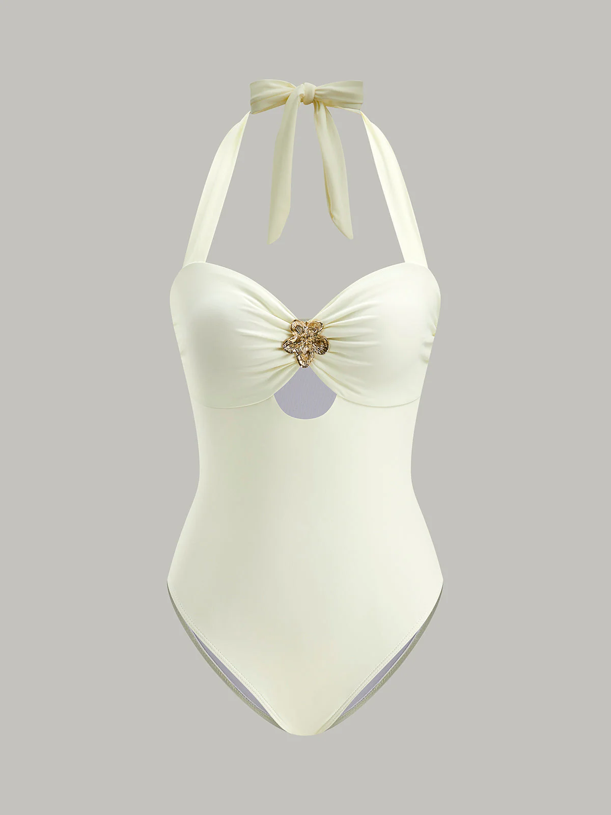 Bow Tie Halter One-Piece Swimsuit - Image 3