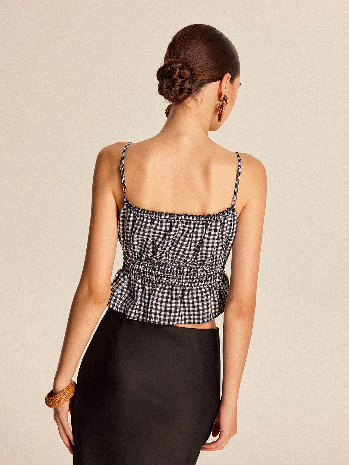 Smocked Peplum Gingham Cami Top - Image 7