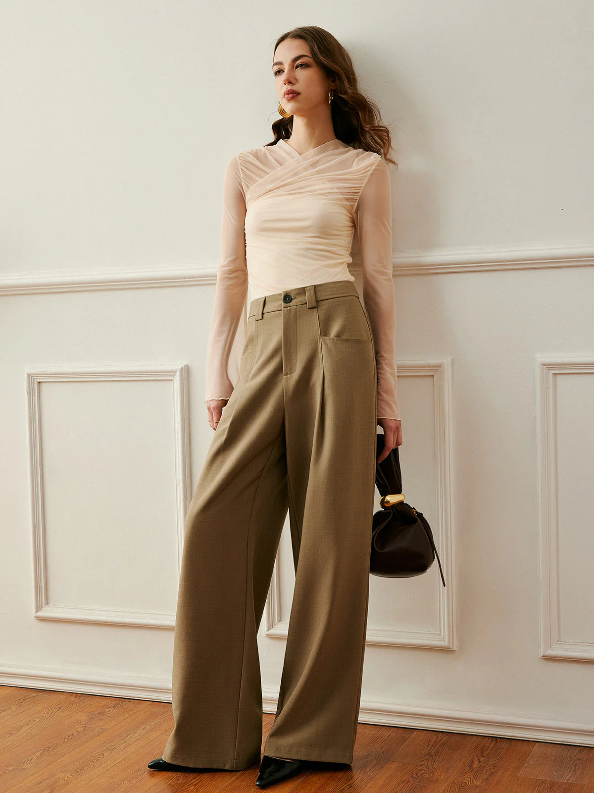 Cross-Wrap Semi-Sheer Top - Image 2