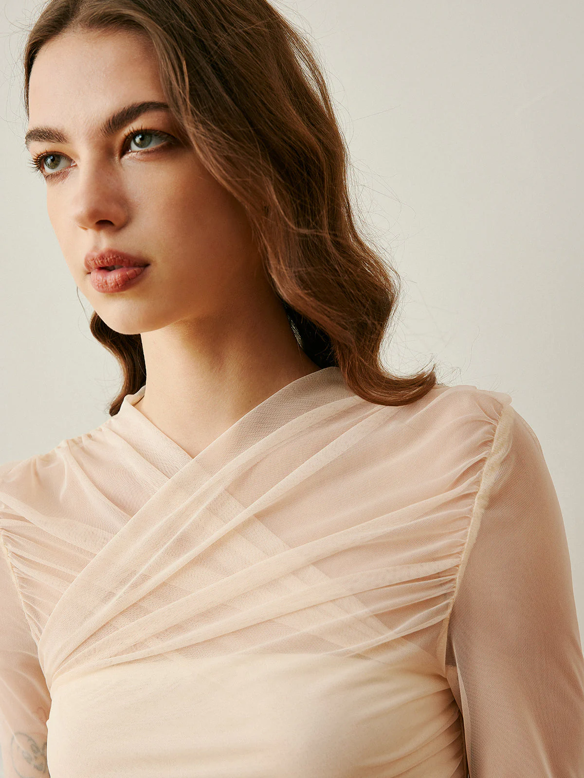 Cross-Wrap Semi-Sheer Top - Image 5