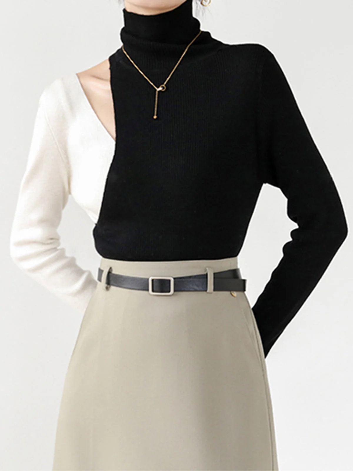 Color Block Cutout Knit Top - Image 7
