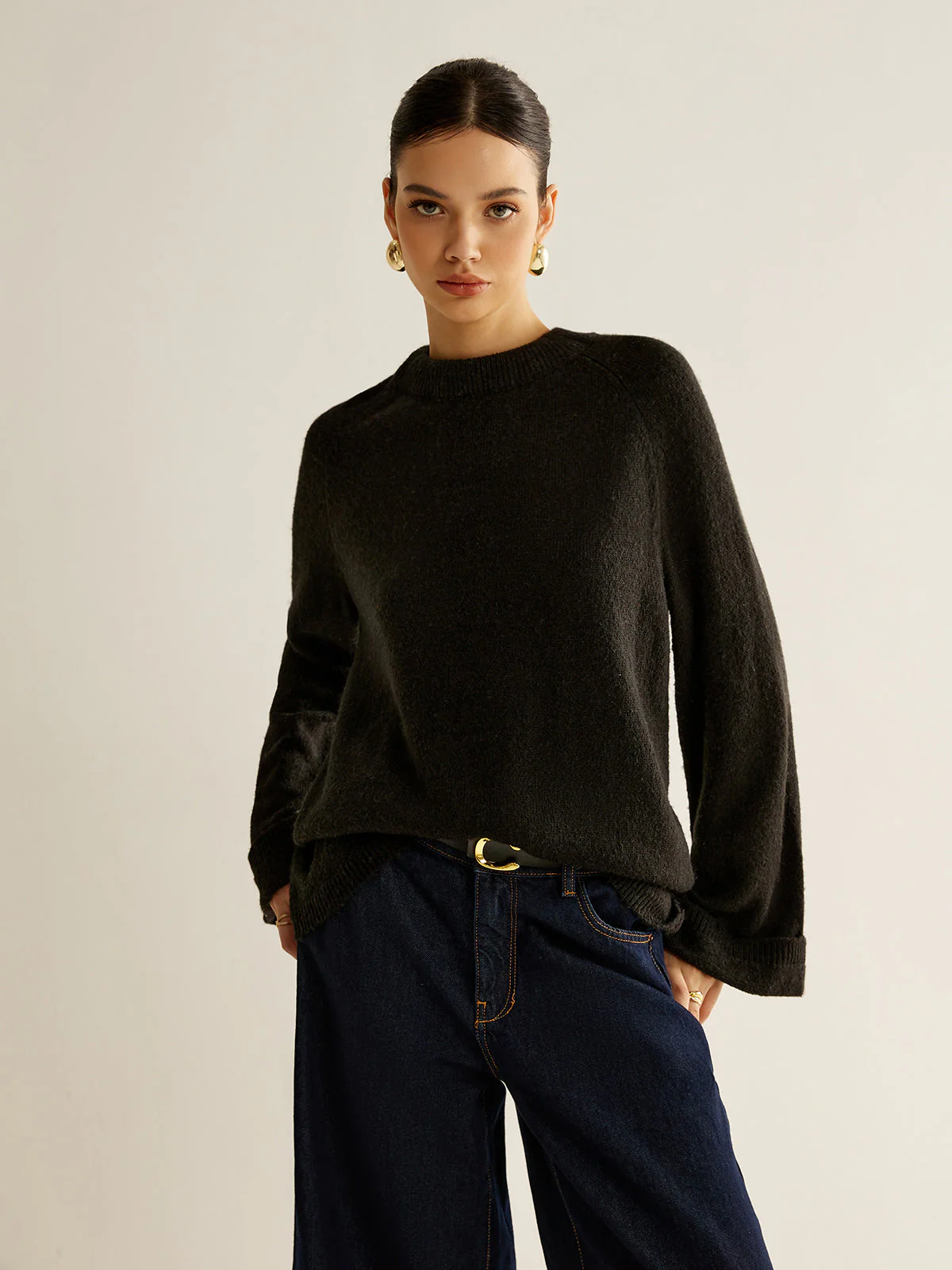 Oversized Open Back Tie Sweater - Image 2