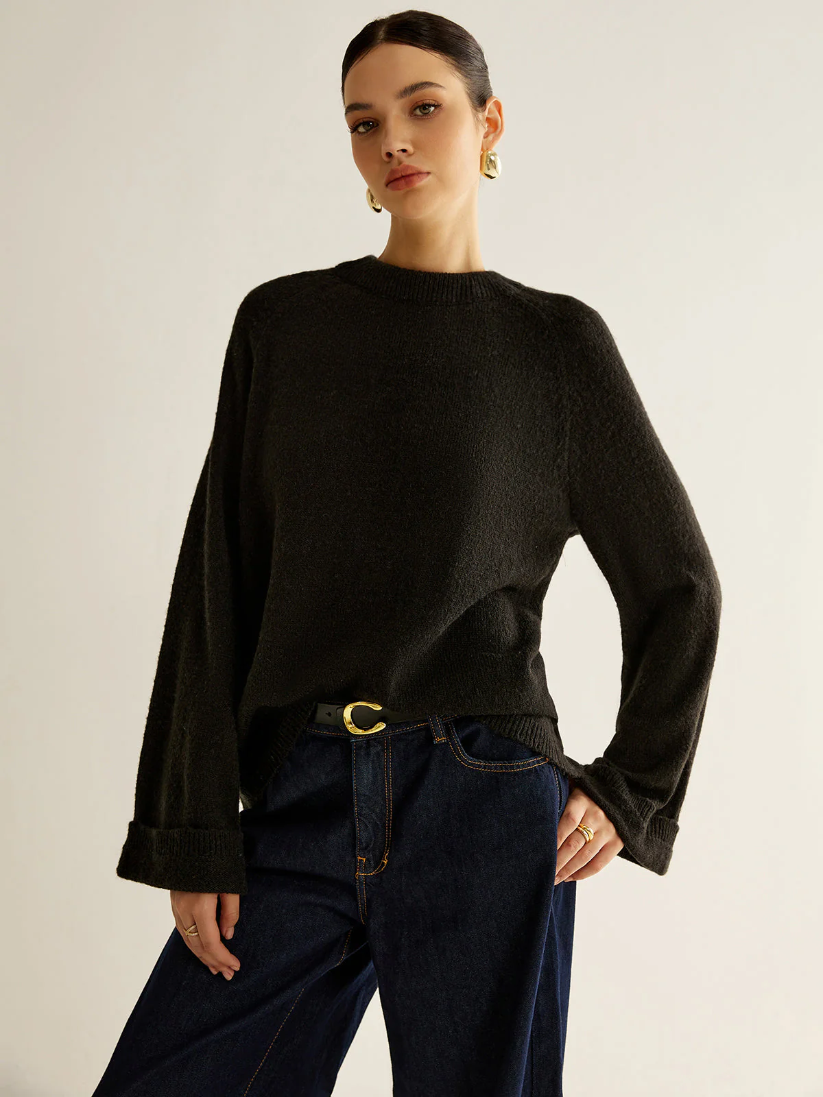 Oversized Open Back Tie Sweater - Image 3