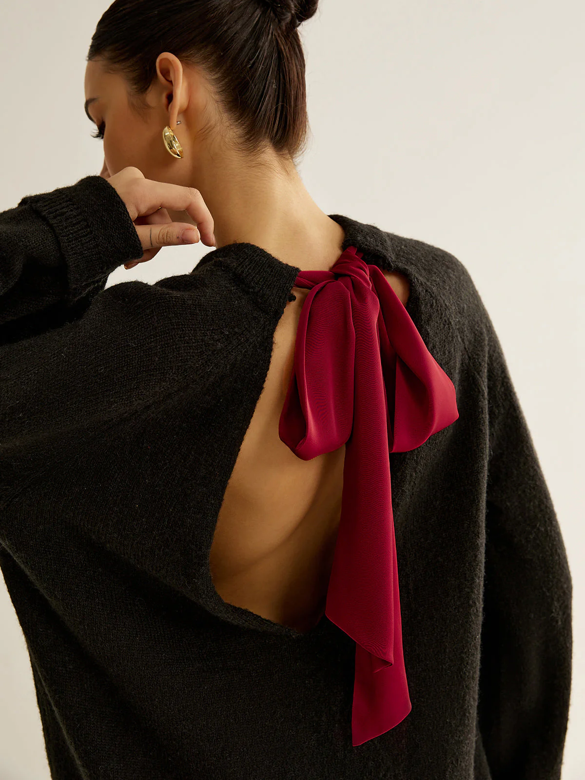 Oversized Open Back Tie Sweater - Image 6