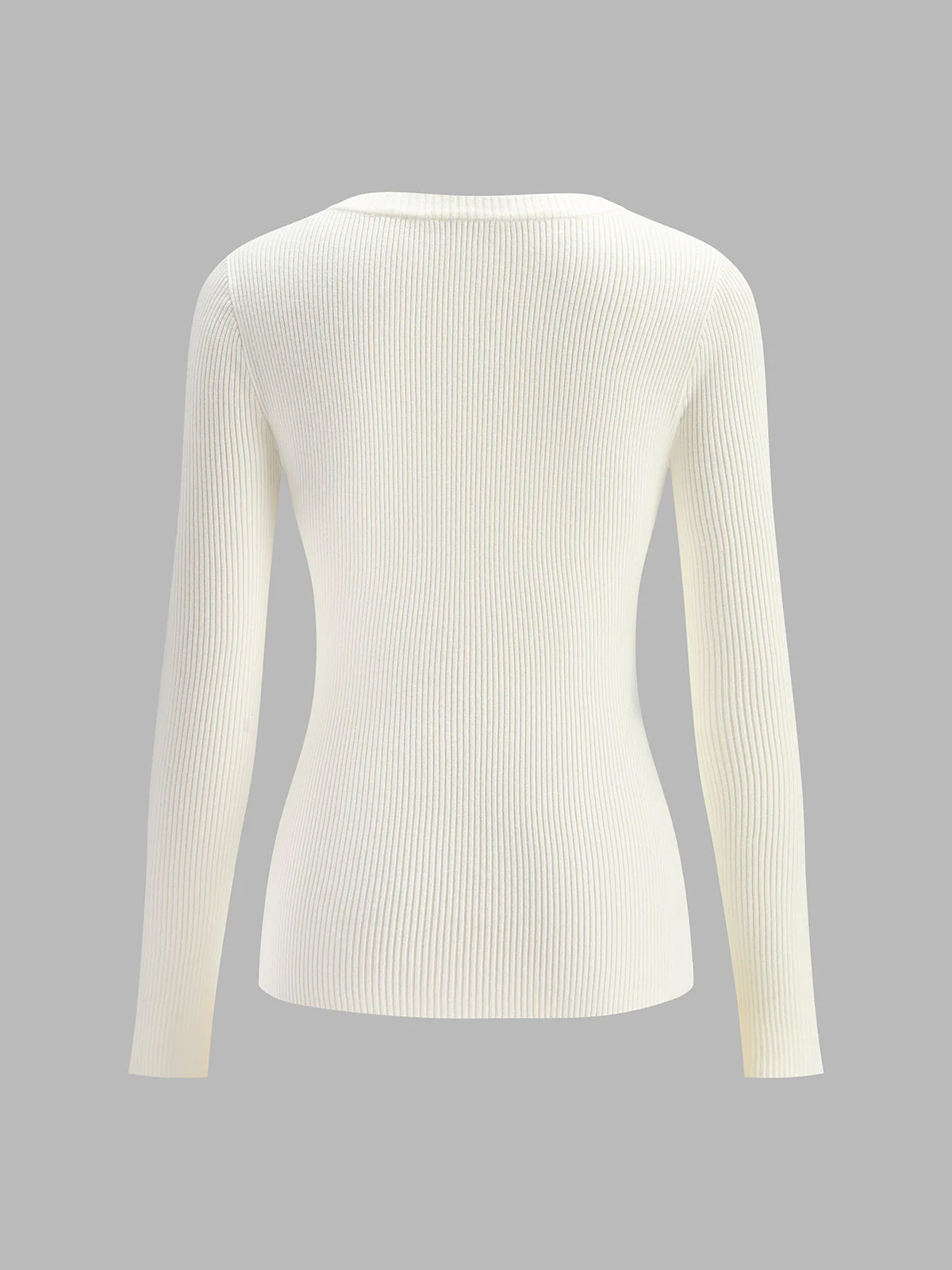Plain Asymmetrical Breasted Sweater - Image 9